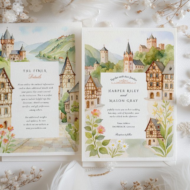 Watercolor BACHERACH Germany Wedding Invitation (Creator Uploaded)