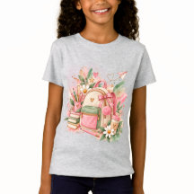 Watercolor Back to School Girls T-Shirt | Pink Bac