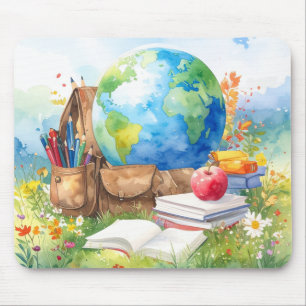 Watercolor Back to School Mouse Pad