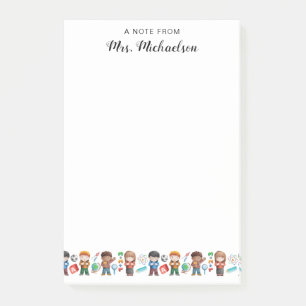 Watercolor Back to School Teacher Students Globe Post-it Notes