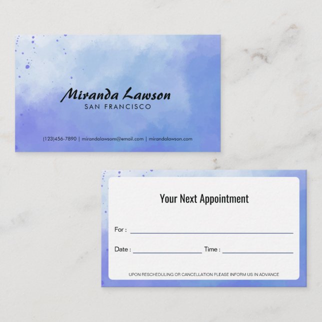 Watercolor background  appointment card (Front/Back)