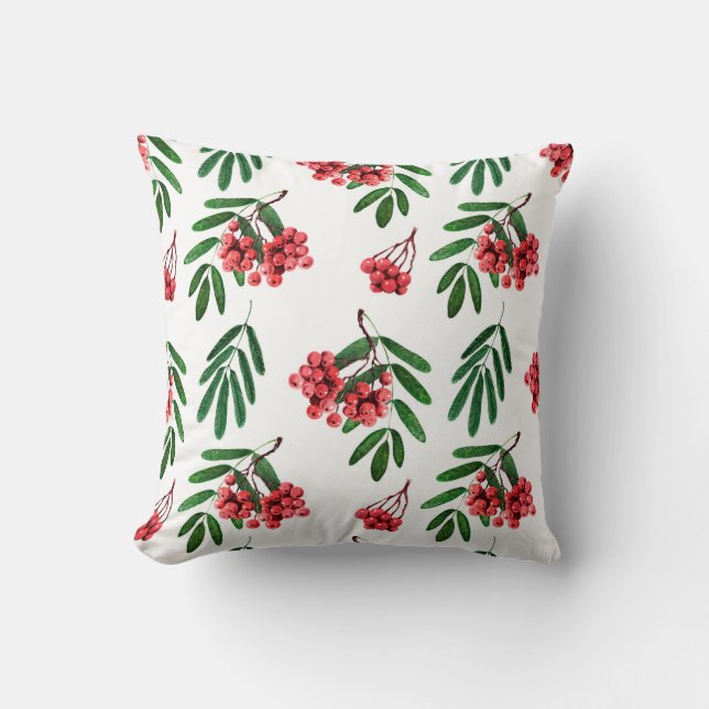 Watercolor background autumn bright rowan cushion (Front)