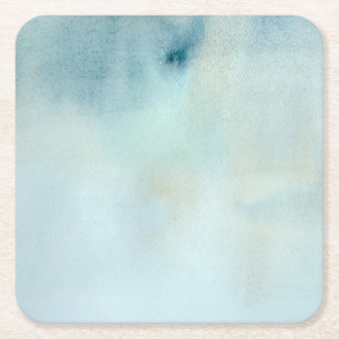 watercolor background in pastel blue and yellow square paper coaster