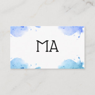 watercolor background initials business card