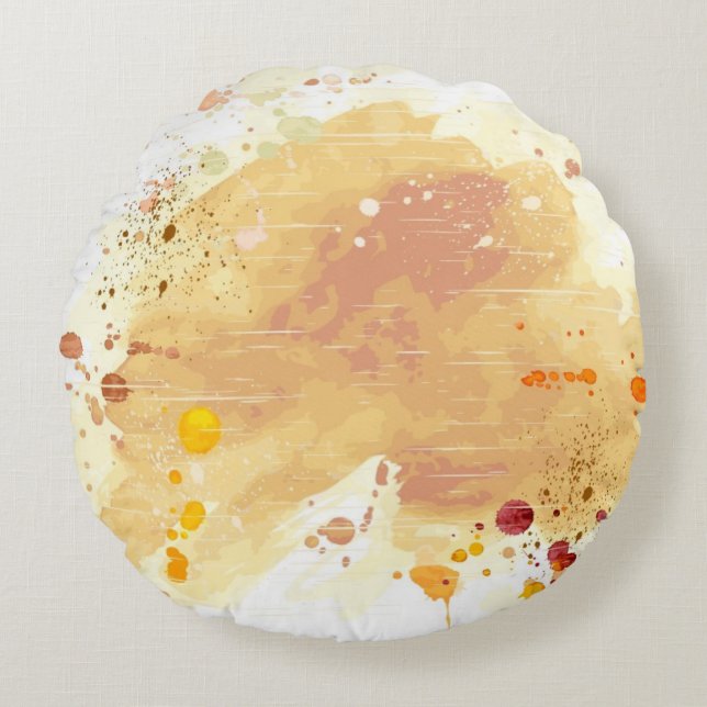 watercolor background round cushion (Front)