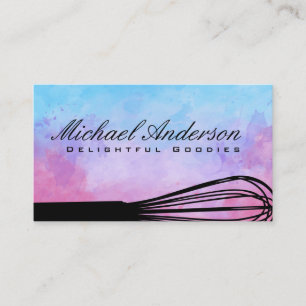 Watercolor Background Whisk Business Card