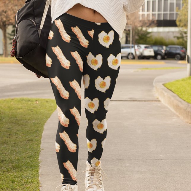 Watercolor Bacon and Eggs Breakfast lover Leggings (Creator Uploaded)