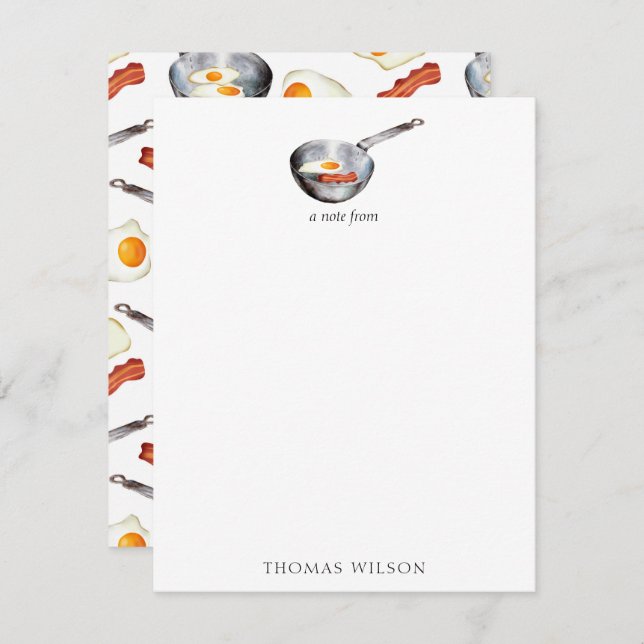 Watercolor Bacon & Eggs Breakfast Food Custom Name Card (Front/Back)