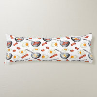 Watercolor Bacon & Eggs Breakfast Food Pattern