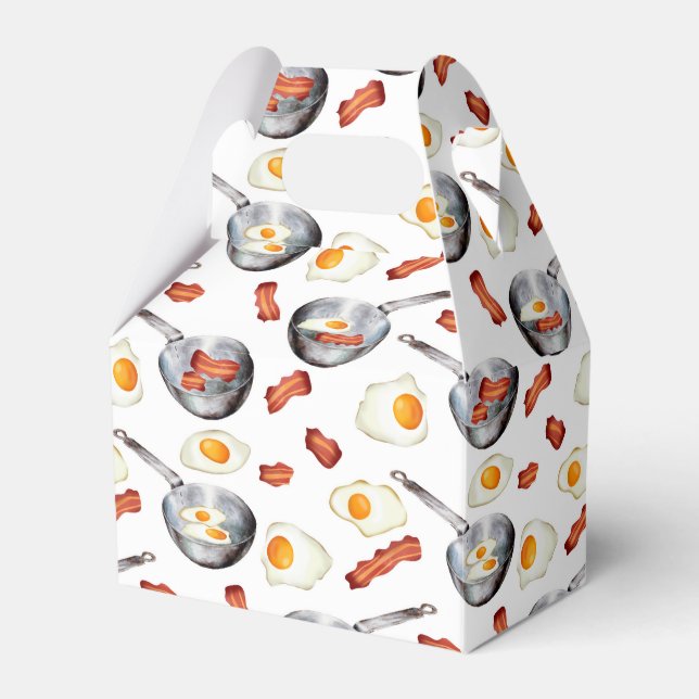 Watercolor Bacon & Eggs Breakfast Food Pattern Favour Box (Front Side)
