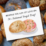 Watercolor Bagels Smoke Salmon National Bagel Day Postcard<br><div class="desc">A hand-painted watercolor artwork features two smoke salmon with red onions and tomato with capers as a national Bagel Day which is on January 15th.</div>