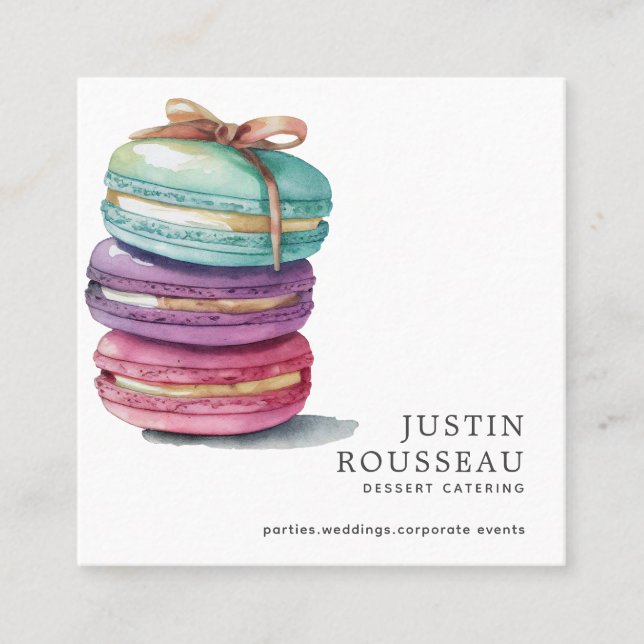 Watercolor Baker Bakery Pastry Chef Square Business Card (Front)