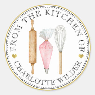 Watercolor Baker Pastry Chef Baker's Tools  Classic Round Sticker
