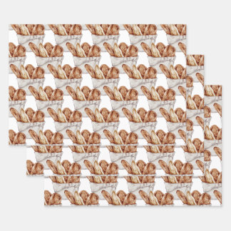 Watercolor Bakery, Bread, Pie, Bake Hand Paint Wrapping Paper Sheet