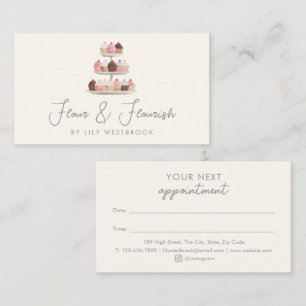 Watercolor Bakery Cupcake Treats Elegant Script  Appointment Card