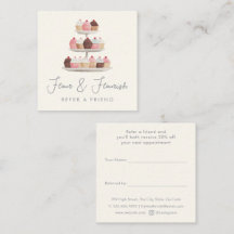 Watercolor Bakery Cupcake Treats Elegant Script