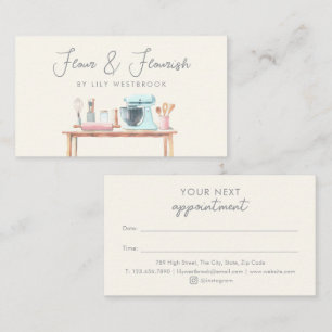 Watercolor Bakery Pastry Chef Elegant Script  Appointment Card