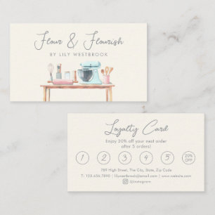 Watercolor Bakery Pastry Chef Elegant Script Loyalty Card