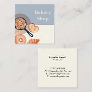 Watercolor Bakery Square Business Card