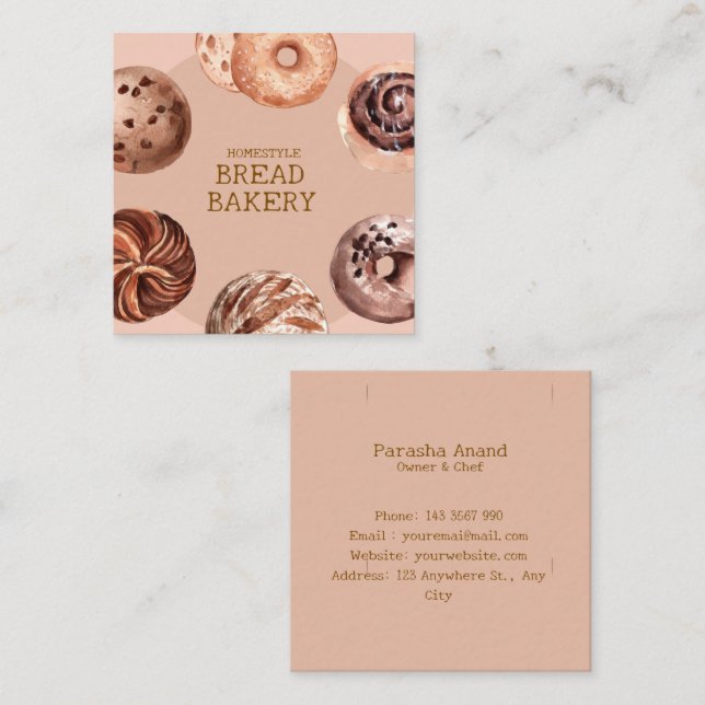 Watercolor Bakery  Square Business Card (Front/Back)