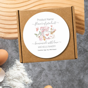 Watercolor Bakery stand mixer Product name Classic Round Sticker