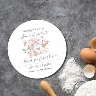 Watercolor Bakery stand mixer Product name Classic Round Sticker