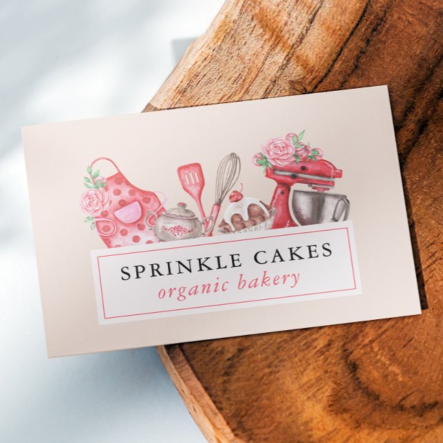 Watercolor Baking & Cooking Utensil Baker  Business Card (Creator Uploaded)