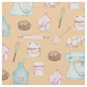 Watercolor Baking on Light Orange Fabric