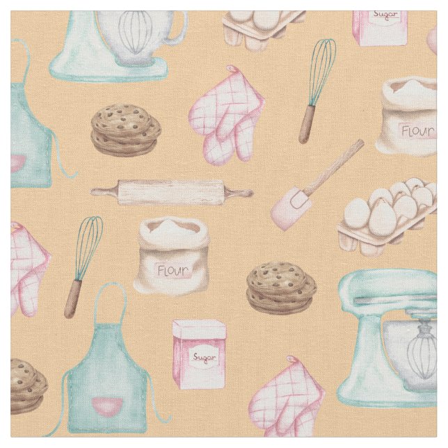 Watercolor Baking on Light Orange Fabric (Close Up)