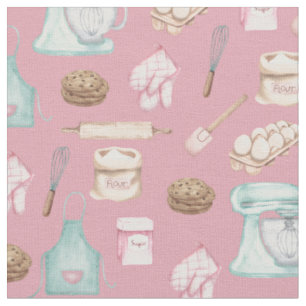 Watercolor Baking on Pink Fabric