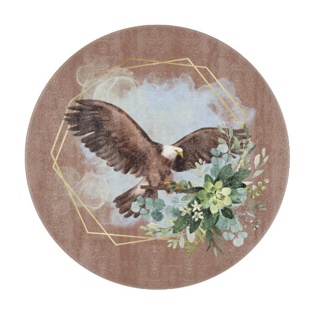 Watercolor Bald Eagle Framed Bouquet  Cutting Board (Front)