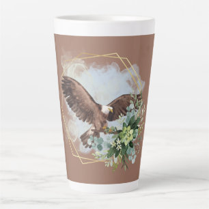 Watercolor Bald Eagle Framed Bouquet Latte Mug