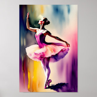 Watercolor Ballerina art print poster