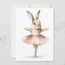 Watercolor Ballerina Bunny Dancing Tan Pink