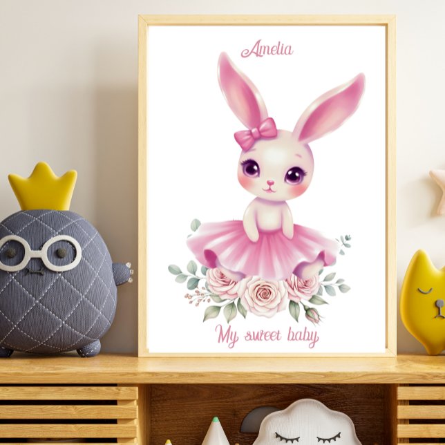 Watercolor Ballerina Bunny Nursery Canvas Print (Creator Uploaded)
