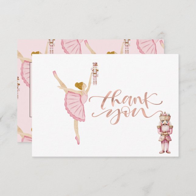 Watercolor Ballerina Nutcrackers  Thank You Card (Front/Back)