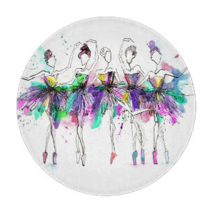 Watercolor Ballerinas: Bright Dance Illustration Cutting Board