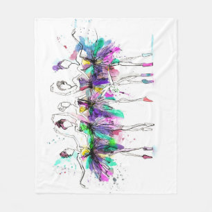 Watercolor Ballerinas: Bright Dance Illustration Fleece Blanket