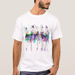 Watercolor Ballerinas: Bright Dance Illustration T-Shirt
