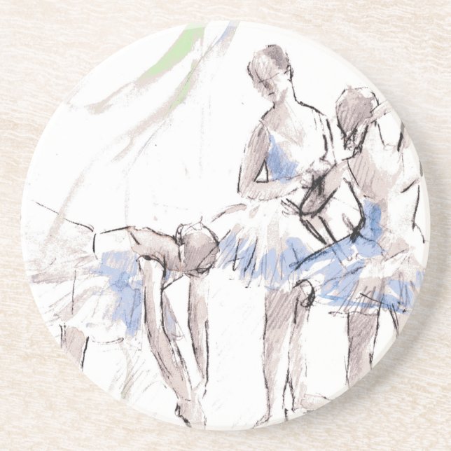 Watercolor Ballet Dancing Ballerina Coaster (Front)