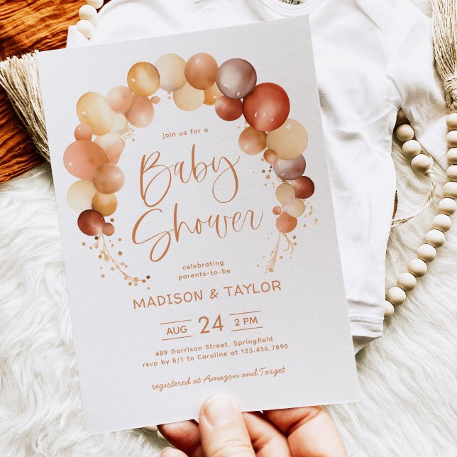 Watercolor Balloon Arch Gender Neutral Baby Shower Invitation (Creator Uploaded)