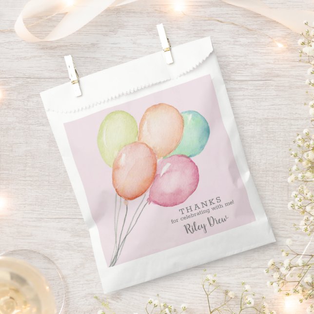 Watercolor Balloon Bunch Girl Birthday Favour Bags (Clipped)