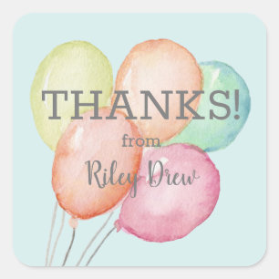 Watercolor Balloon Bunch Thank You Square Sticker