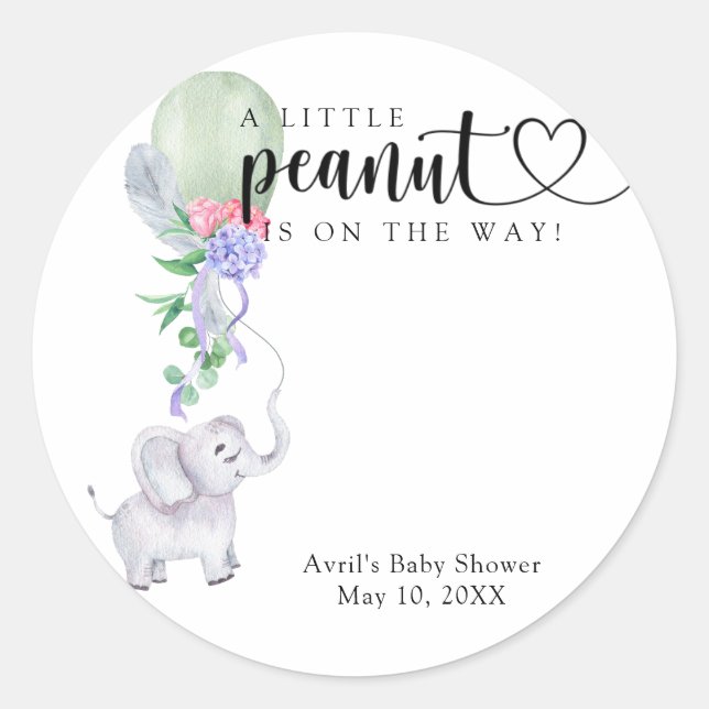 Watercolor balloon & elephant - baby shower classic round sticker (Front)