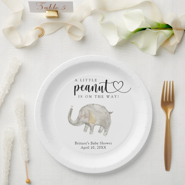 Watercolor balloon elephant  paper plate (Wedding)