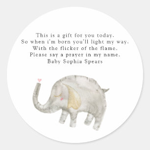 Watercolor Balloon Elephant - Prayer Candle Label