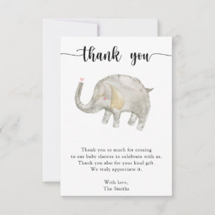 Watercolor balloon elephant thank you card