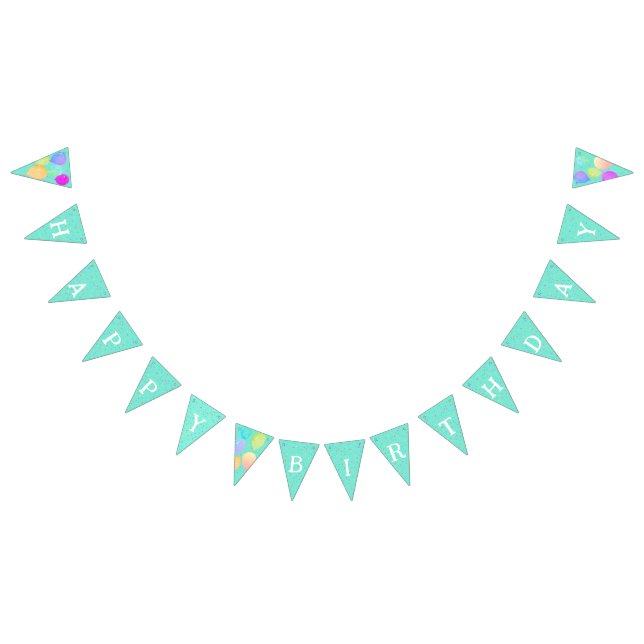Watercolor Balloons Aqua Birthday  Bunting (All)