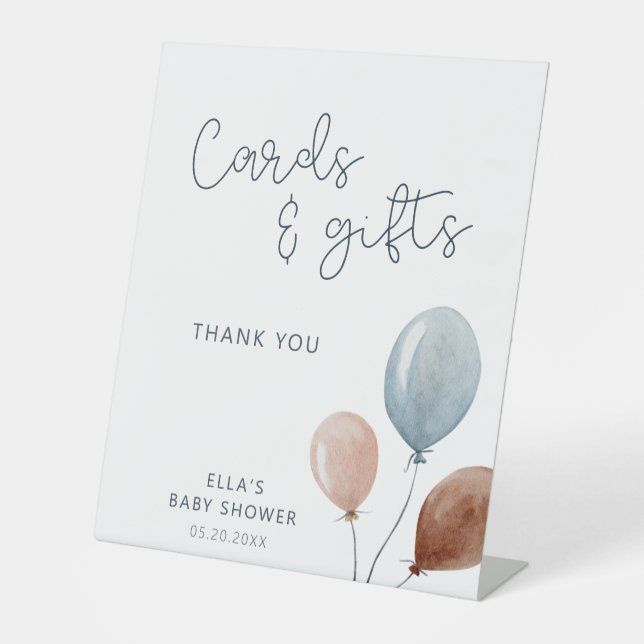Watercolor Balloons Cards and Gifts Pedestal Sign (Front)
