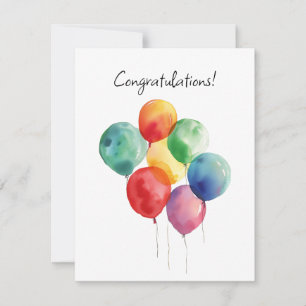 Watercolor Balloons Congratulations Minimalistic RSVP Card